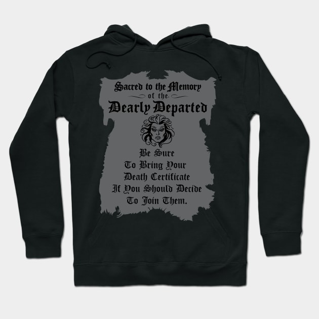 Haunted Mansion Death Certificate Hoodie by VirGigiBurns